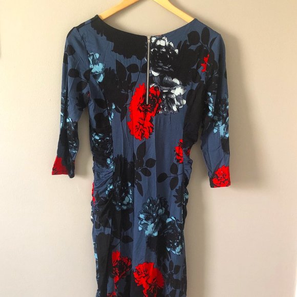 Phase 8 Multi-Floral Midi Side-Ruching Dress - Picture 3 of 4